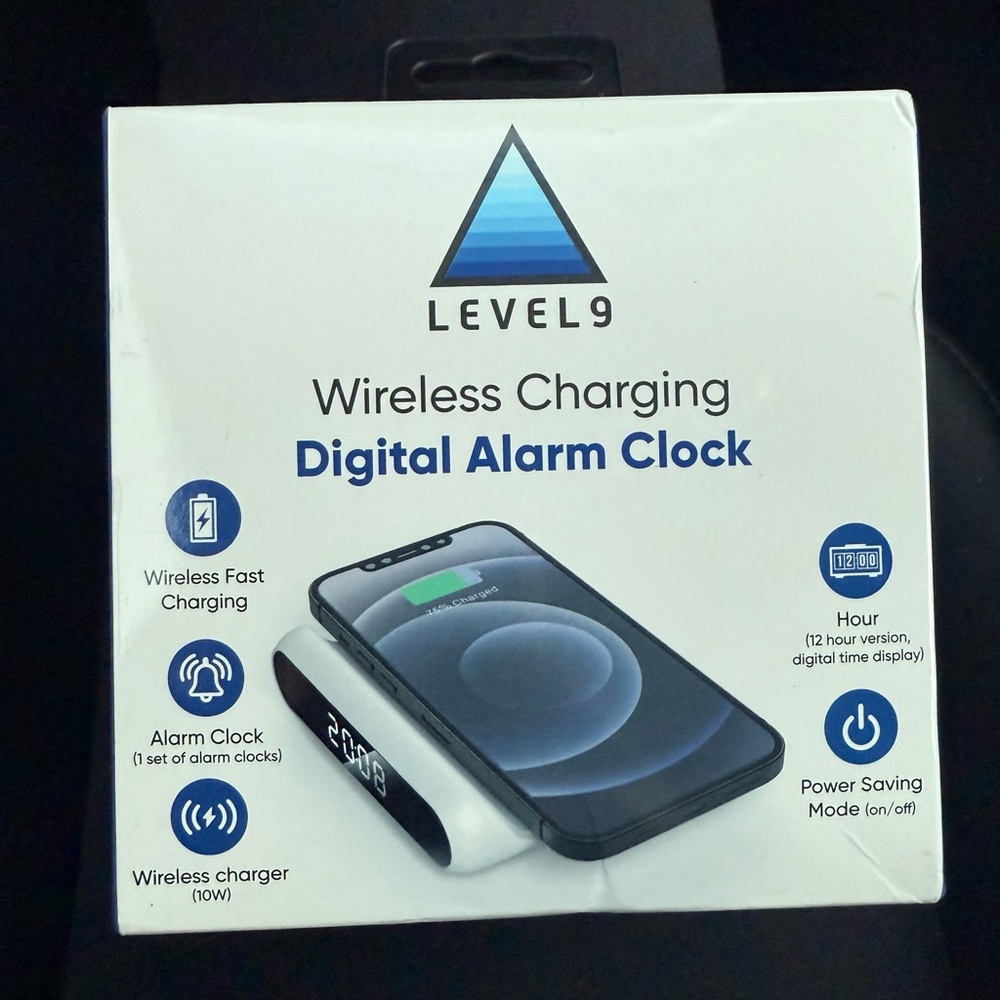 Black Wireless Charger with Digital Alarm Clock